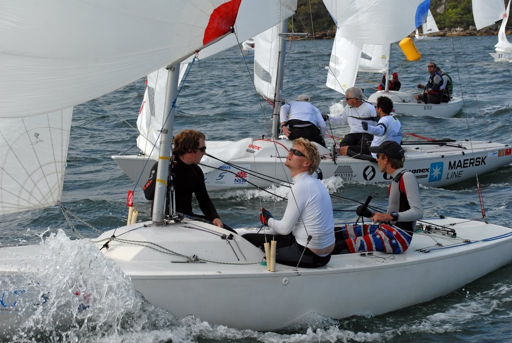 Not giving a inch in downwind duel - International Yngling World Championships 2012 © John Jeremy http://www.sasc.com.au